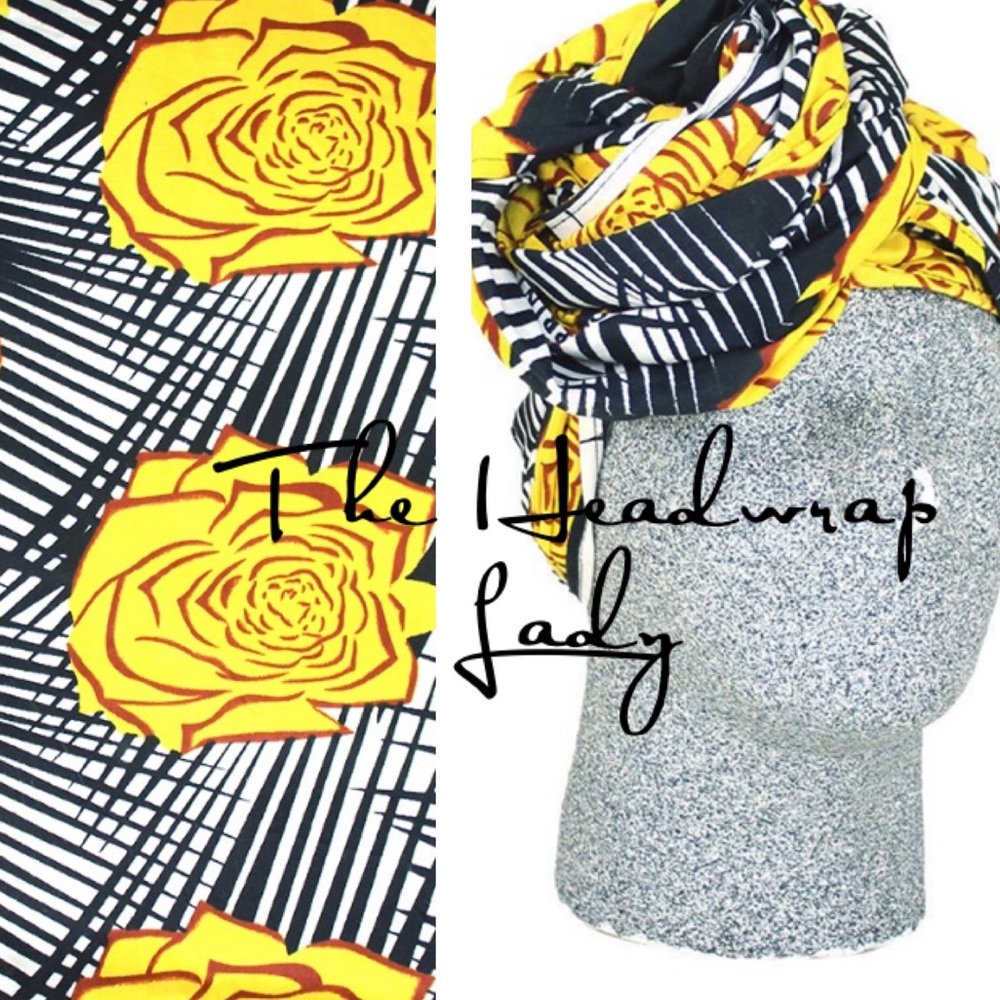 Yellow Rose Print Headwrap